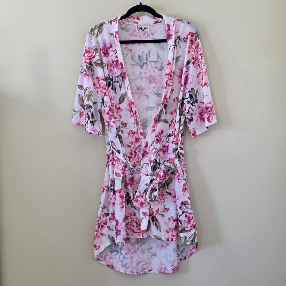 Show Me Your Mumu Floral Brie Robe Women OS Lightweight SS Belted Fairy Lounging